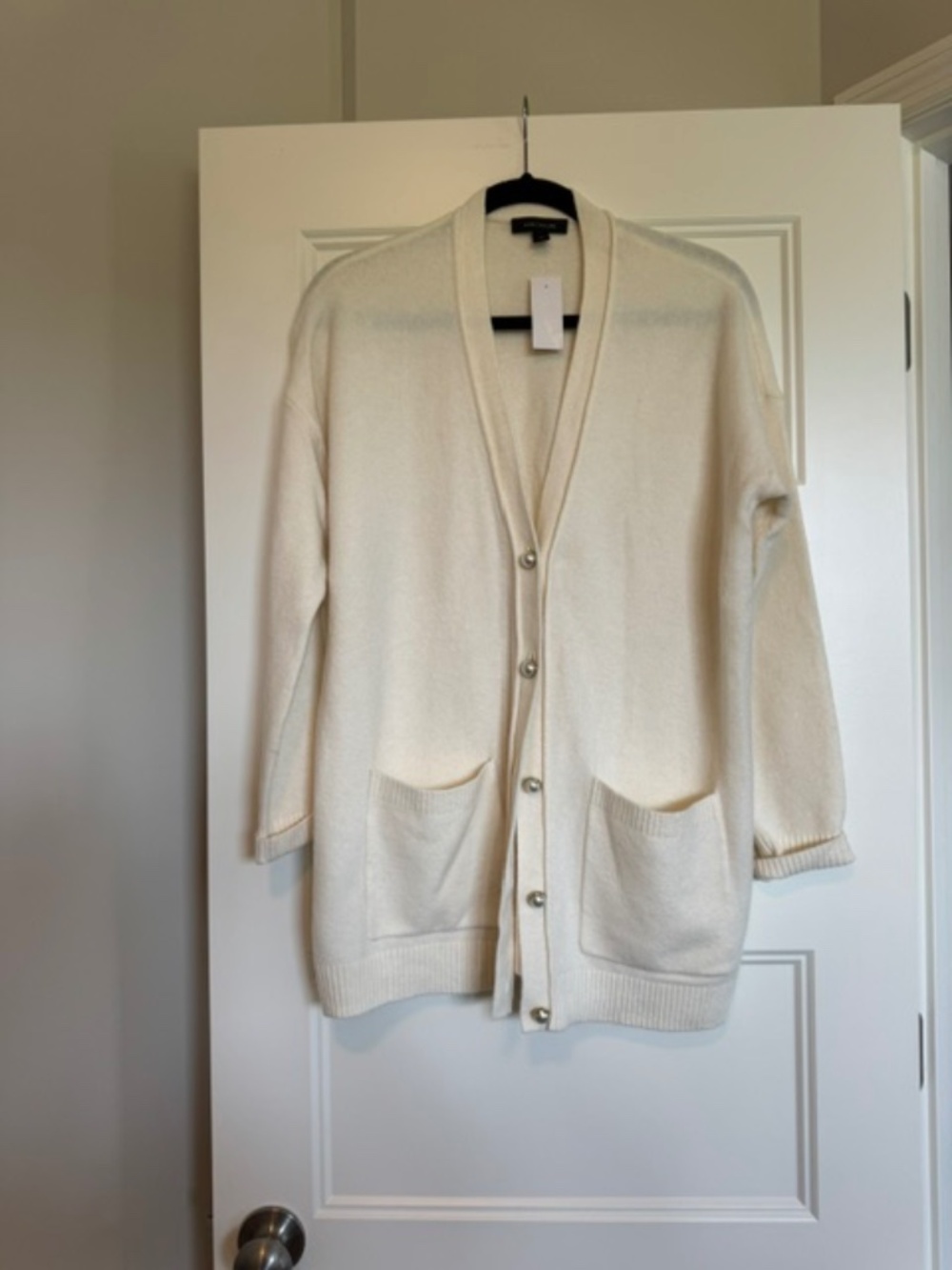 NWT Ann Taylor Winter White Pointelle Longline Cardigan Sweater – Size M